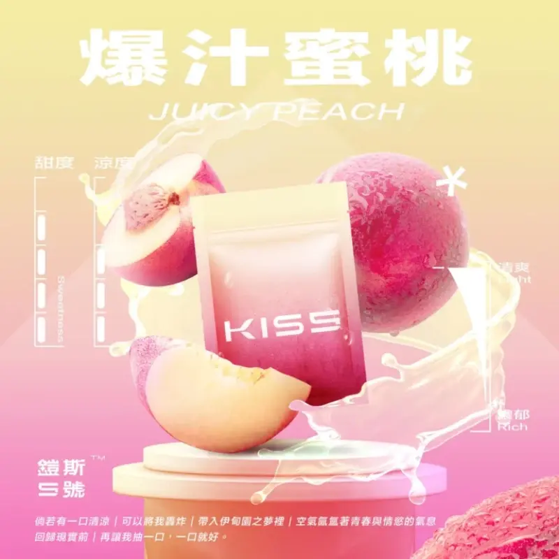 KISS-鎧斯5號一代煙彈-爆汁蜜桃.webp - BA Vape 台灣電子菸專賣|主機、煙彈、一次性電子煙
